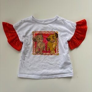 Disney Animal Kingdom White Orange Little Girls Lion King Flutter Tee Size 5/6